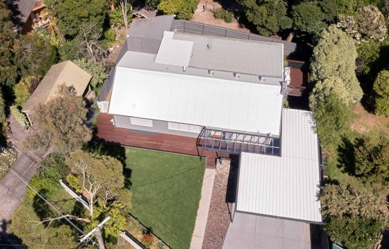 Roof combination carport aerial view